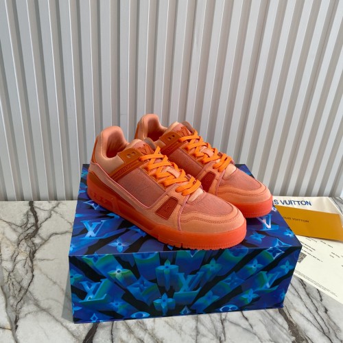 Louis Vuitton Womens Shoes Fashion Sneakers Design Luxury Brand LV TRAINER SNEAKER Blue Mix of materials with Original Box 1AA6YM