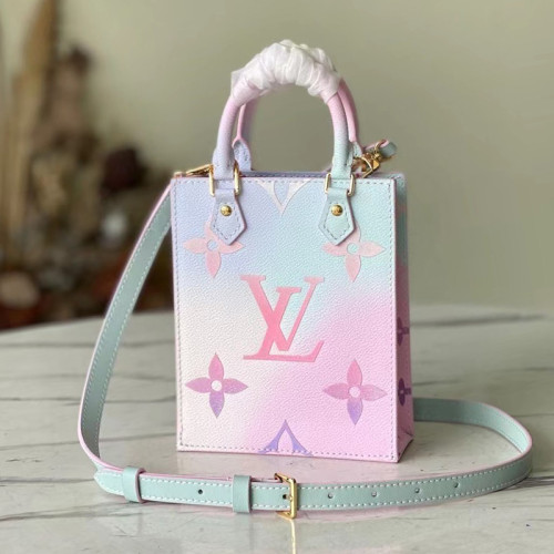 Louis Vuitton Womens Bag Shoulder Messenger Bags Luxury Brand Fashion PETIT SAC PLAT M81341 Sunrise Pastel Monogram coated canvas