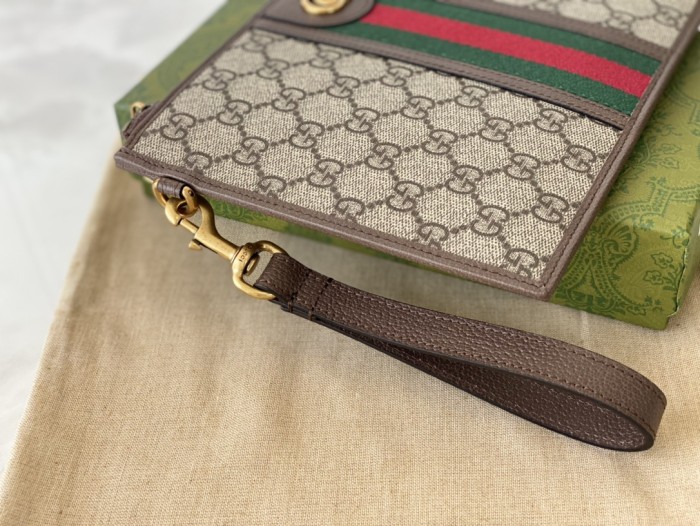 Gucci Mens Bags Clutch Pouch Luxury Brand Ophidia pouch with Web in GG Supreme with Original Box 672989 96IWT 8745