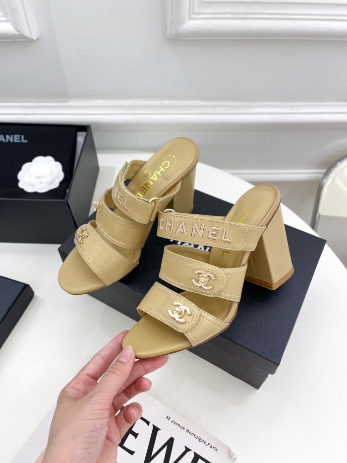 Chanel Womens Shoes Sandals Slippers Luxury Brand Design with Original Box Women Sandals 8cm Heel