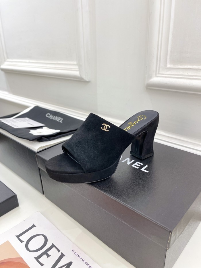Chanel Womens Shoes Sandals Slippers Luxury Brand Design with Original Box Women Slippers 7cm Heel