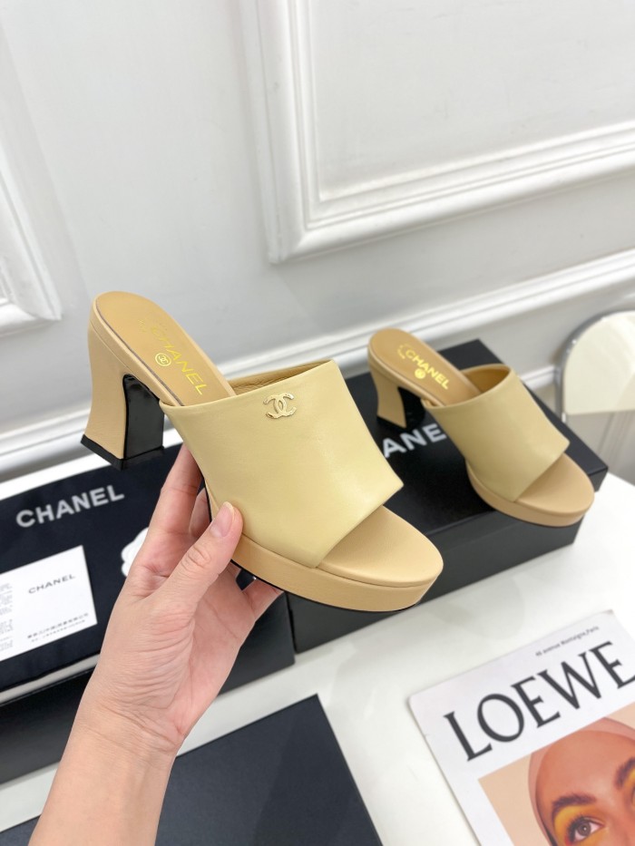 Chanel Womens Shoes Sandals Slippers Luxury Brand Design with Original Box Women Slippers 7cm Heel