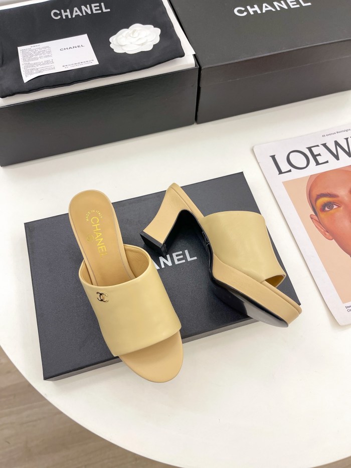 Chanel Womens Shoes Sandals Slippers Luxury Brand Design with Original Box Women Slippers 7cm Heel