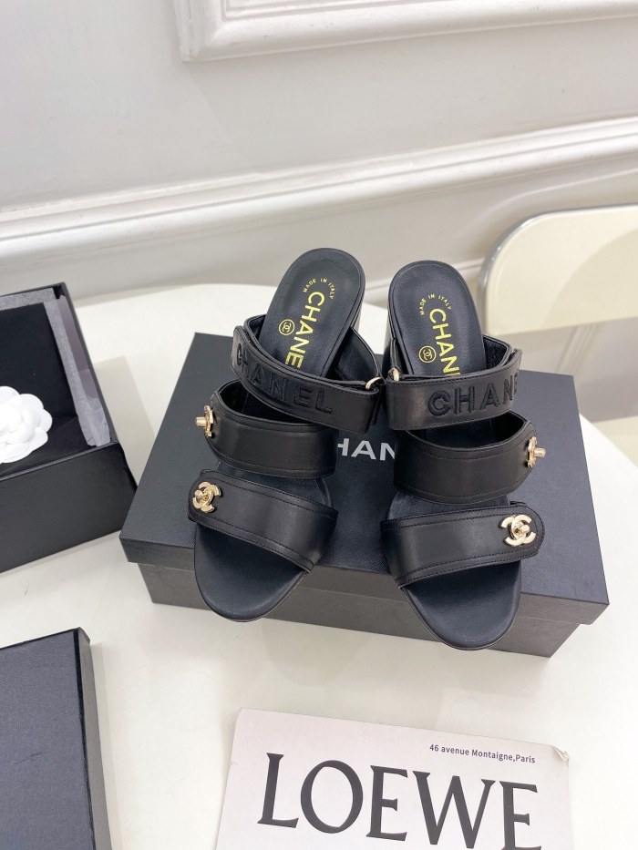 Chanel Womens Shoes Sandals Slippers Luxury Brand Design with Original Box Women Sandals 8cm Heel