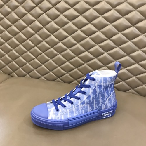 Dior Mens Shoes Sneakers Casual Luxury Brand B23 HIGH-TOP SNEAKER Blue Dior Oblique Canvas with Original Box 3SH118ZMK_H561