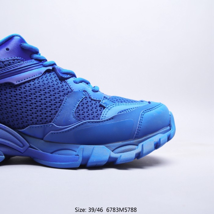 Balenciaga Mens Shoes Sneakers Luxury Brand TRACK.3 SNEAKER in blue mesh and nylon with Original Box 700875W3RF14090