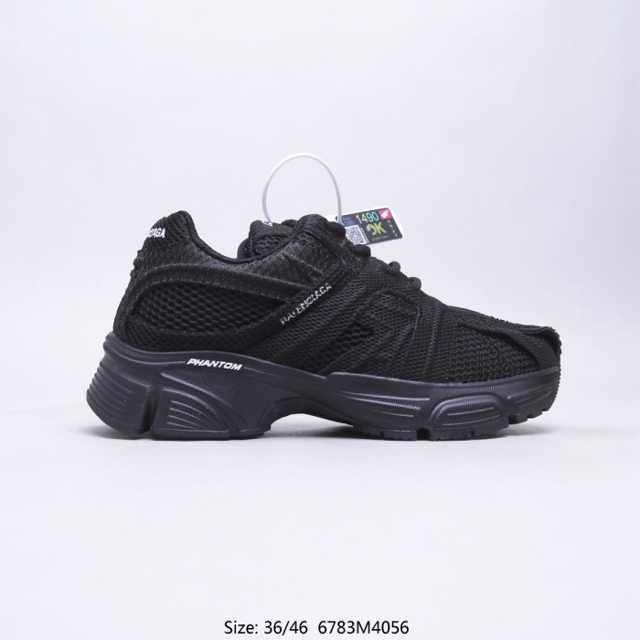 Balenciaga Mens Shoes Sneakers Luxury Brand Phantom Sneaker in black monocolor fabric and mesh with Original Box 678869W2E921000
