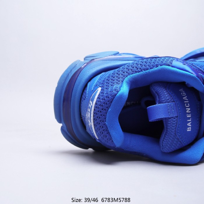 Balenciaga Mens Shoes Sneakers Luxury Brand TRACK.3 SNEAKER in blue mesh and nylon with Original Box 700875W3RF14090