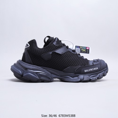 Balenciaga Womens Shoes Sneakers Luxury Brand Track.3 Sneaker in black mesh and nylon with Original Box 700875W3RF11090