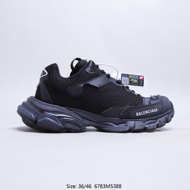 Balenciaga Mens Shoes Sneakers Luxury Brand Track.3 Sneaker in black mesh and nylon with Original Box 700875W3RF11090