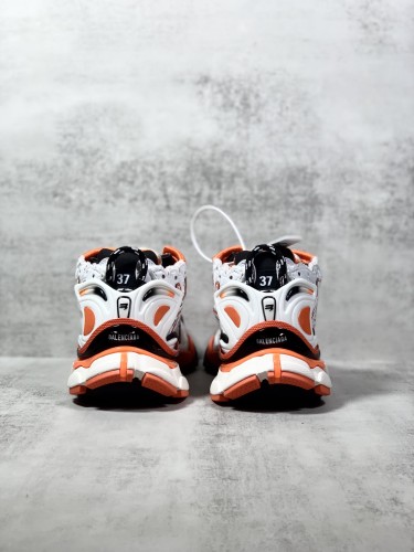 Balenciaga Womens Shoes Sneakers Luxury Brand Runner Sneaker in white, orange and black mesh and nylon with Original Box 677403W3RB79051