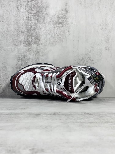 Balenciaga Womens Shoes Sneakers Luxury Brand Runner Sneaker in white, dark red, grey and black mesh and nylon with Original Box 677403W3RB39069