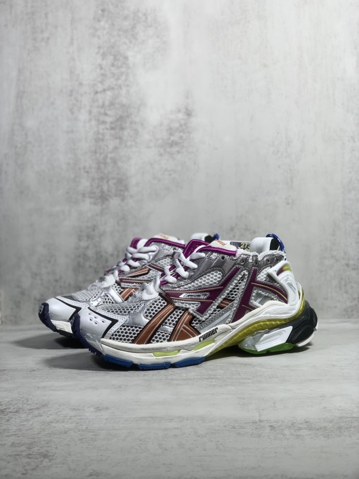 Balenciaga Mens Shoes Sneakers Luxury Brand Runner Sneaker in multicolor mesh and nylon with Original Box 677403W3RB68123