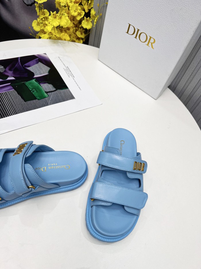 Dior Women Shoes Sandals Luxury Brand DIORACT SLIDE Lambskin with Original Box KCQ719LNY_S29X