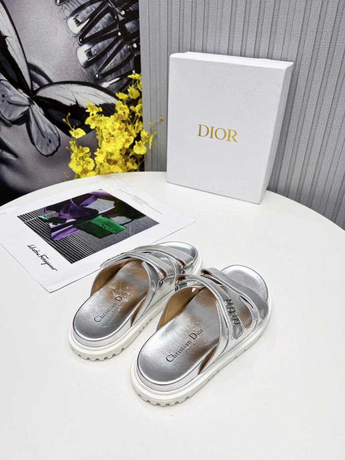 Dior Women Shoes Sandals Luxury Brand DIORACT SLIDE Lambskin with Original Box KCQ719LNY_S29X