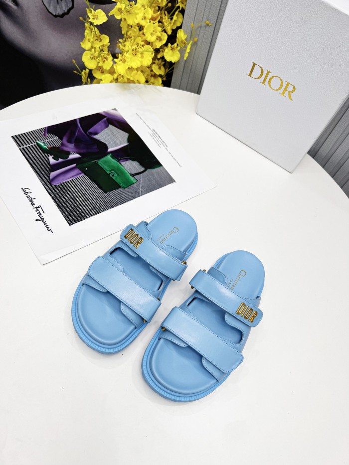 Dior Women Shoes Sandals Luxury Brand DIORACT SLIDE Lambskin with Original Box KCQ719LNY_S29X