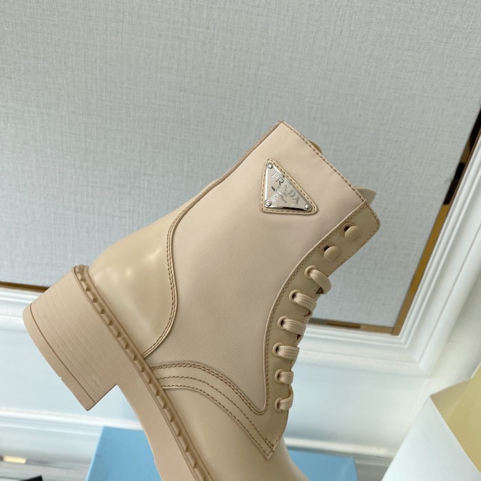 Prada Women Shoes Boots Luxury Brand Outdoor Monolith leather and nylon fabric boots 1T255M_3LJS_F0F24_F_B055