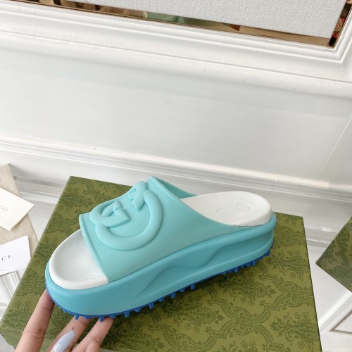 Gucci Womens Shoes Platform Slide Slippers Sandal Summer Design Luxury Brand Women's GG platform slide sandal with Original Box