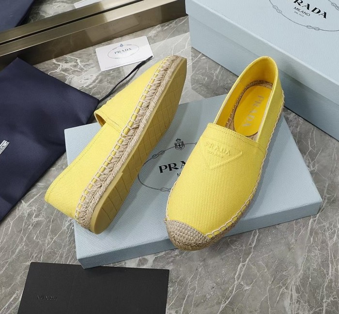 Prada Womens Shoes Casual Luxury Brand Breathable Hemp espadrilles with Original Box
