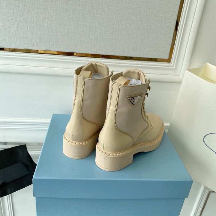 Prada Women Shoes Boots Luxury Brand Outdoor Monolith leather and nylon fabric boots 1T255M_3LJS_F0F24_F_B055