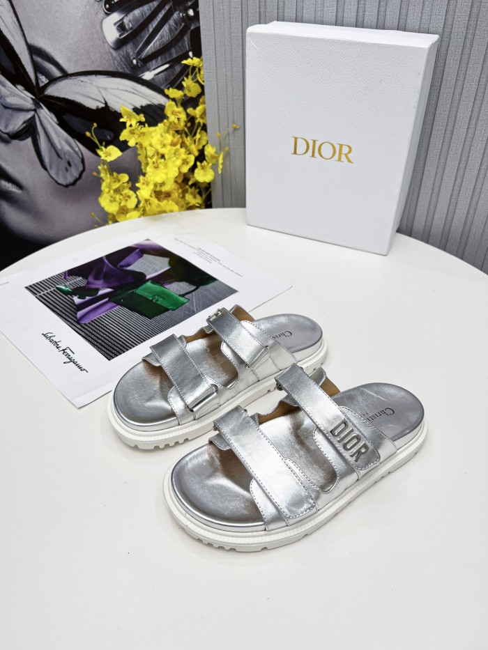 Dior Women Shoes Sandals Luxury Brand DIORACT SLIDE Lambskin with Original Box KCQ719LNY_S29X