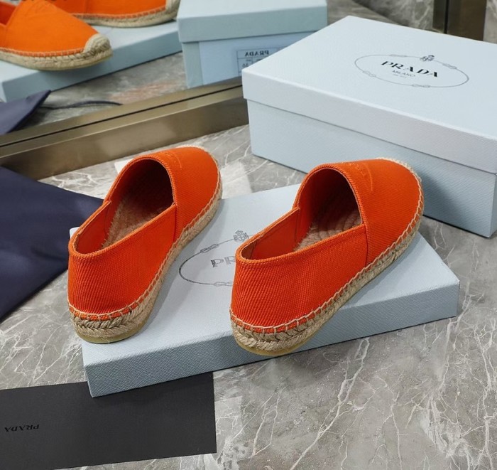 Prada Womens Shoes Casual Luxury Brand Breathable Hemp espadrilles with Original Box