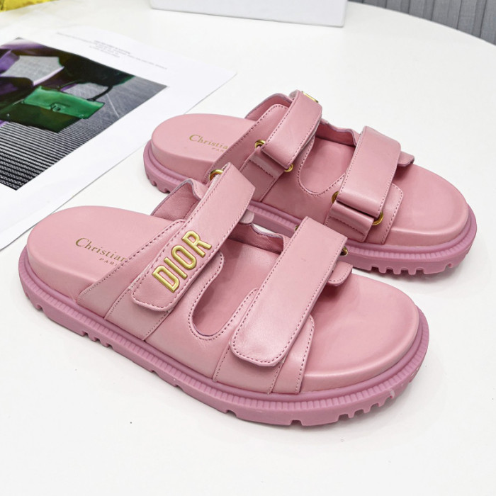 Dior Women Shoes Sandals Luxury Brand DIORACT SLIDE Lambskin with Original Box KCQ719LNY_S29X