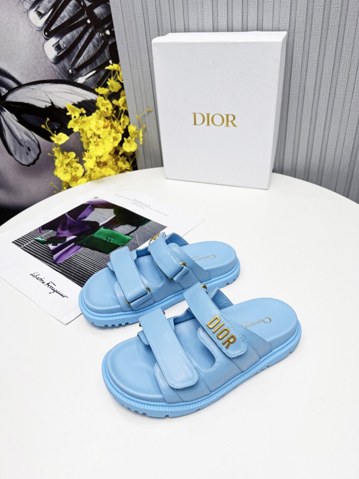 Dior Women Shoes Sandals Luxury Brand DIORACT SLIDE Lambskin with Original Box KCQ719LNY_S29X