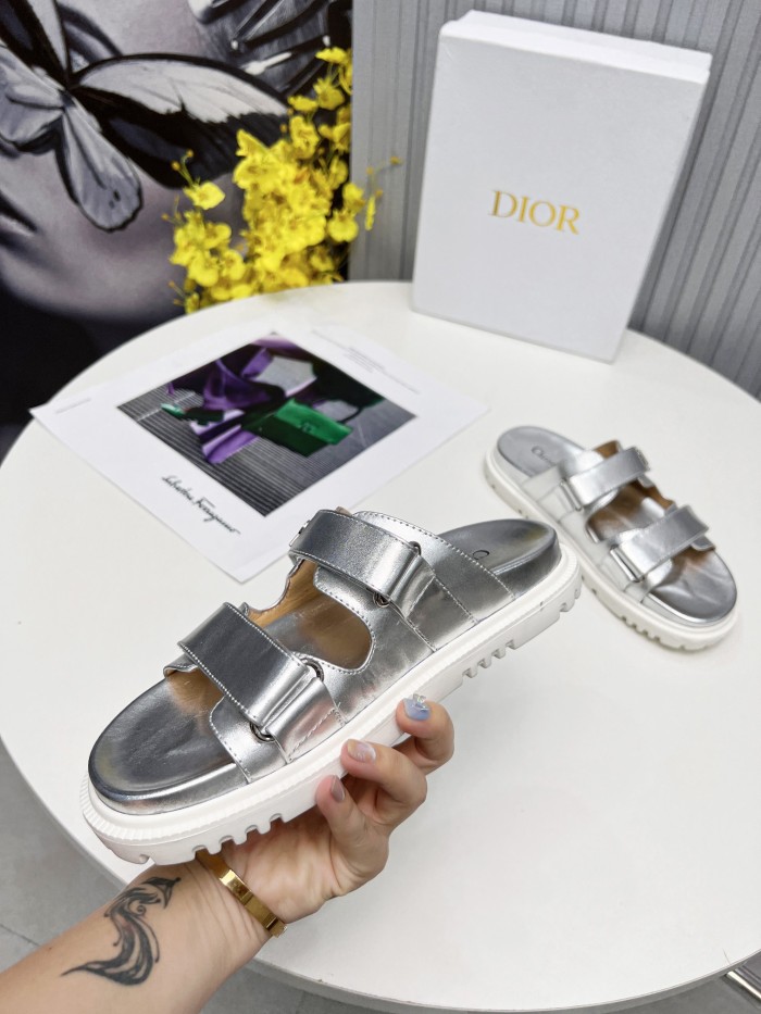 Dior Women Shoes Sandals Luxury Brand DIORACT SLIDE Lambskin with Original Box KCQ719LNY_S29X