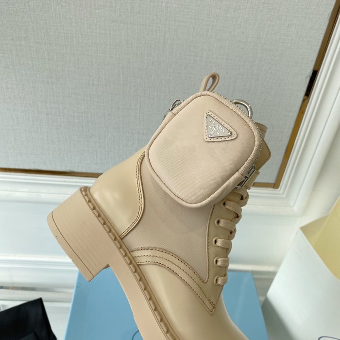 Prada Women Shoes Boots Luxury Brand Outdoor Monolith leather and nylon fabric boots 1T255M_3LJS_F0F24_F_B055