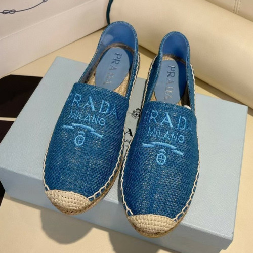 Prada Womens Shoes Casual Luxury Brand Breathable Hemp espadrilles with Original Box