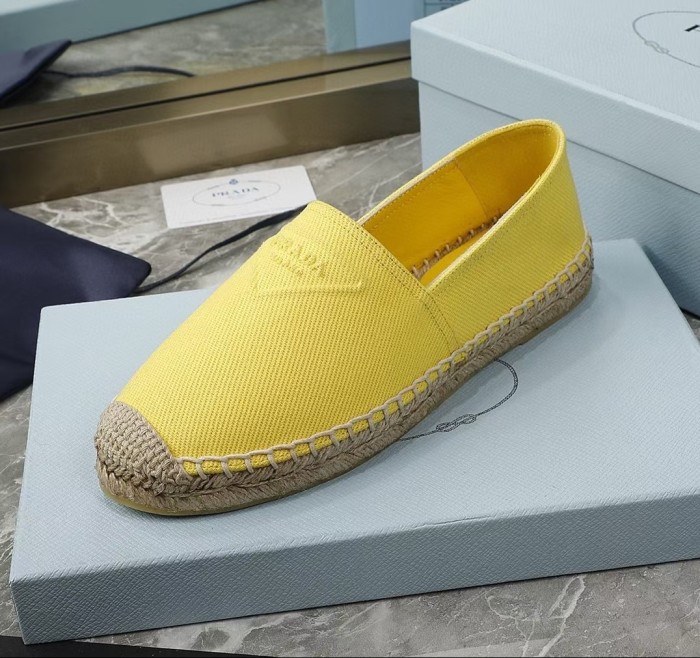 Prada Womens Shoes Casual Luxury Brand Breathable Hemp espadrilles with Original Box
