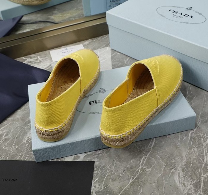 Prada Womens Shoes Casual Luxury Brand Breathable Hemp espadrilles with Original Box