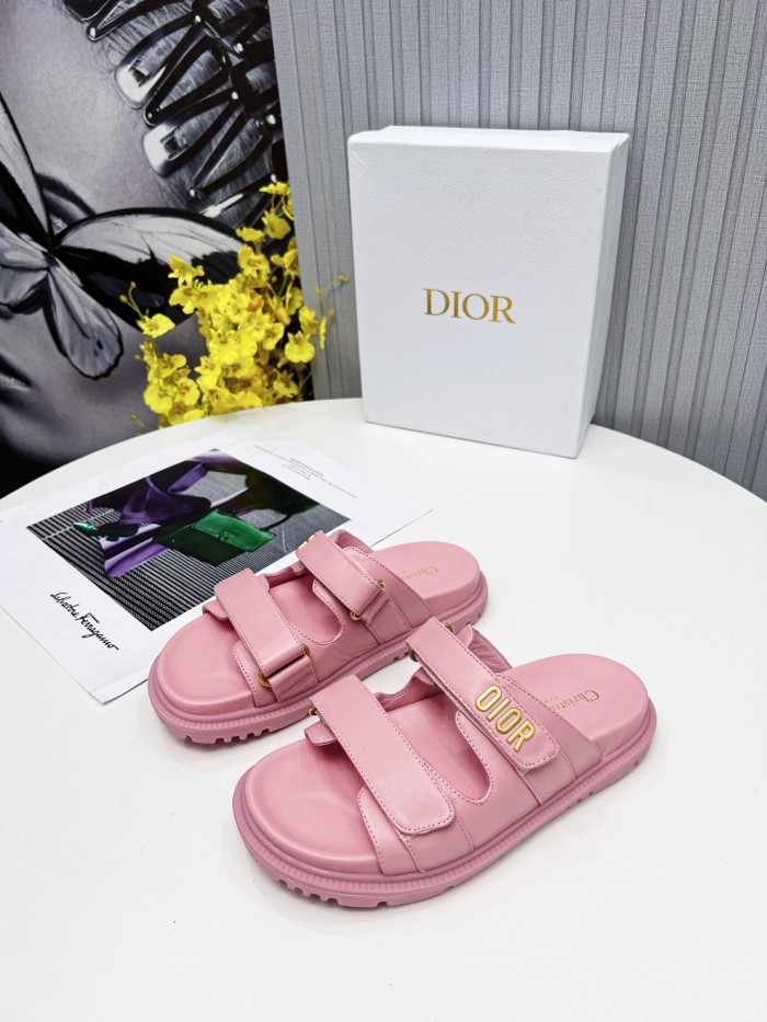 Dior Women Shoes Sandals Luxury Brand DIORACT SLIDE Lambskin with Original Box KCQ719LNY_S29X
