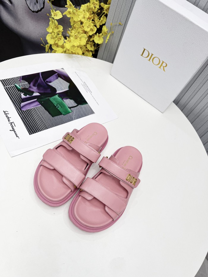 Dior Women Shoes Sandals Luxury Brand DIORACT SLIDE Lambskin with Original Box KCQ719LNY_S29X