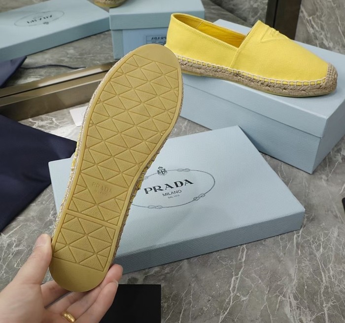 Prada Womens Shoes Casual Luxury Brand Breathable Hemp espadrilles with Original Box