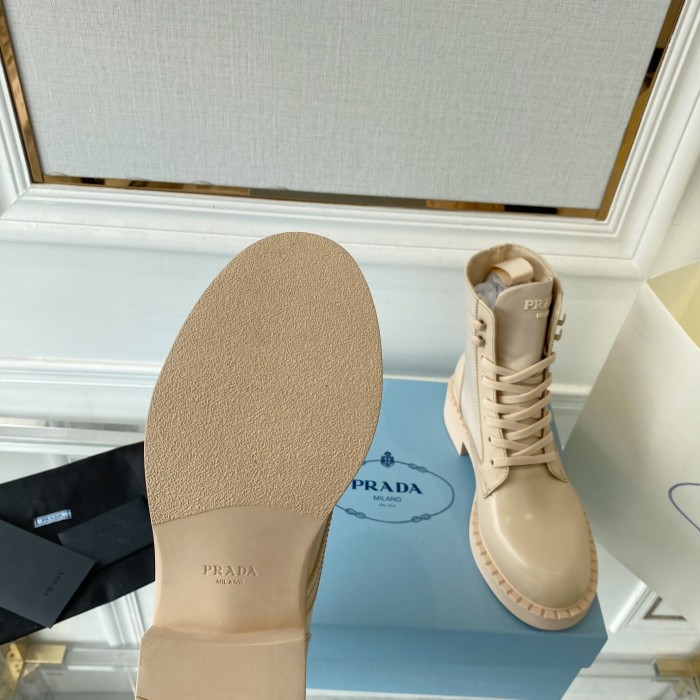 Prada Women Shoes Boots Luxury Brand Outdoor Monolith leather and nylon fabric boots 1T255M_3LJS_F0F24_F_B055