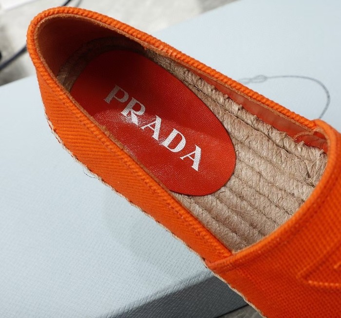 Prada Womens Shoes Casual Luxury Brand Breathable Hemp espadrilles with Original Box