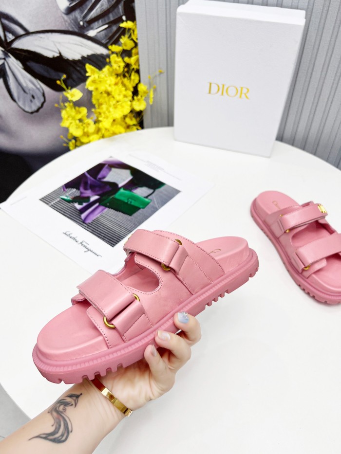 Dior Women Shoes Sandals Luxury Brand DIORACT SLIDE Lambskin with Original Box KCQ719LNY_S29X
