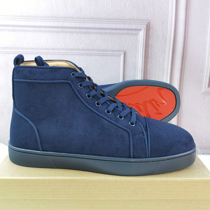 Christian Louboutin Mens Shoes Sneakers Luxury Brand Red Bottom Design Sports Footwears Navy Blue