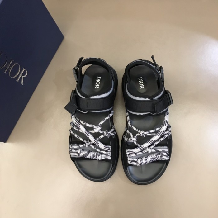 Dior Mens Shoes Sandals Luxury Brand DIOR H-TOWN SANDAL Technical Fabric with Brown Nubuck Calfskin with Original Box 3SA108ZON_H162