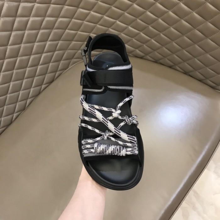 Dior Mens Shoes Sandals Luxury Brand DIOR H-TOWN SANDAL Technical Fabric with Brown Nubuck Calfskin with Original Box 3SA108ZON_H162