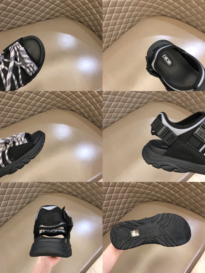 Dior Mens Shoes Sandals Luxury Brand DIOR H-TOWN SANDAL Technical Fabric with Brown Nubuck Calfskin with Original Box 3SA108ZON_H162
