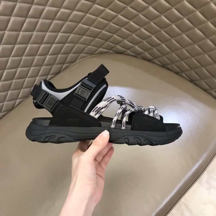 Dior Mens Shoes Sandals Luxury Brand DIOR H-TOWN SANDAL Technical Fabric with Brown Nubuck Calfskin with Original Box 3SA108ZON_H162