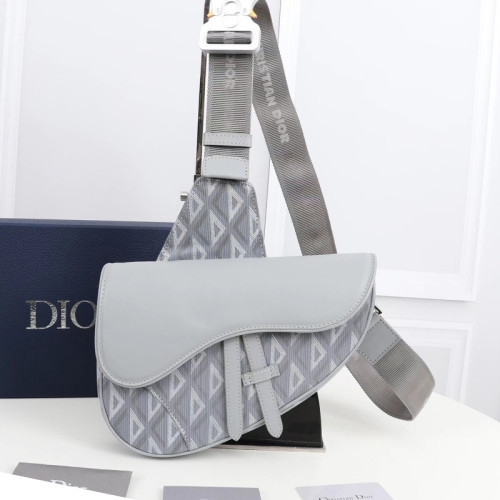 Dior Womens Mens Bag Saddle Bag Luxury Brand Design Fashion Type Shoulder Bags SADDLE BAG Dior Gray CD Diamond Canvas and Smooth Calfskin 1ADPO093CDP_H42E with Original Box