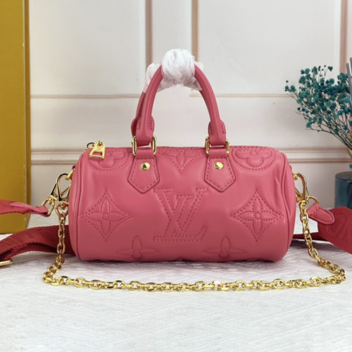 Louis Vuitton Womens Bags Shoulder Messenger Bags Luxury Brand PAPILLON BB M59826 Dragon Fruit Pink Quilted and embroidered smooth calf leather