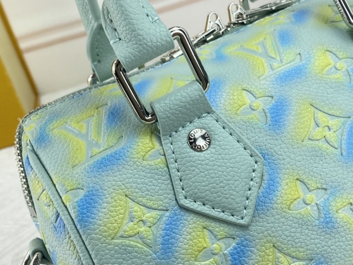 Louis Vuitton Womens Bags Luxury Brand Fashion Type Louis Vuitton SPEEDY BANDOULIÈRE 20 Vert d'eau Green Sprayed and embossed grained cowhide leather with Original Box M46092