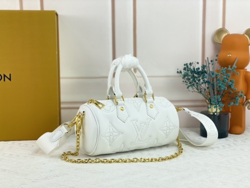 Louis Vuitton Womens Bags Shoulder Messenger Bags Luxury Brand PAPILLON BB M59827 Snow White Quilted and embroidered smooth calf leather