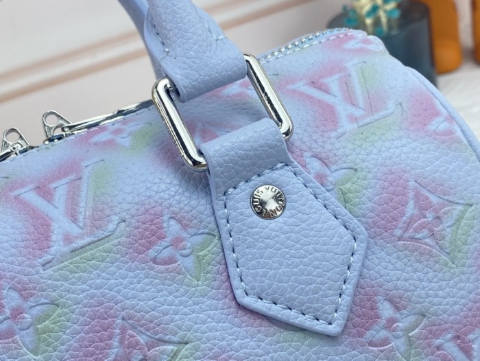 Louis Vuitton Womens Bags Luxury Brand Fashion Type Louis Vuitton SPEEDY BANDOULIÈRE 20 Vert d'eau Green Sprayed and embossed grained cowhide leather with Original Box M46268