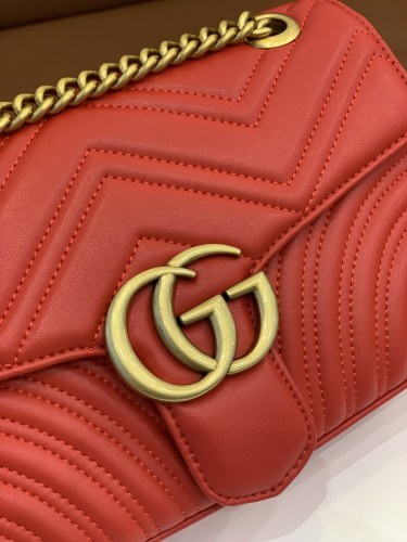 Gucci Womens Bag Crossbody Luxury GG Marmont Matelassé Shoulder Bag Hibiscus Red Leather 443497 DTDIT 6433